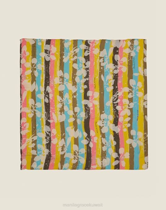 Manila Grace ملحق نحيف الفيروز وشاح مربع من الشيفون والبوليستر مع طباعة الزهور Z2TJ630 Manila Grace ملحق نحيف الفيروز وشاح مربع من الشيفون والبوليستر مع طباعة الزهور Z2TJ630