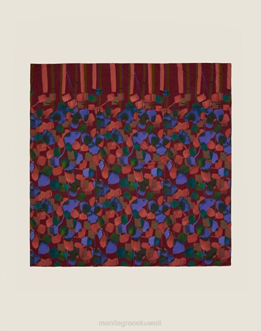 Manila Grace ملحق نحيف الكوبية وشاح مربع من الفوال مزين بطبعات زهور ملونة Z2TJ633 Manila Grace ملحق نحيف الكوبية وشاح مربع من الفوال مزين بطبعات زهور ملونة Z2TJ633