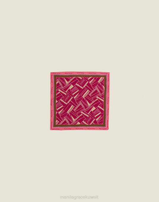 Manila Grace ملحق نحيف الكوبية وشاح صغير بنقش تجريدي من نسيج التويل الفيسكوز Z2TJ635 Manila Grace ملحق نحيف الكوبية وشاح صغير بنقش تجريدي من نسيج التويل الفيسكوز Z2TJ635